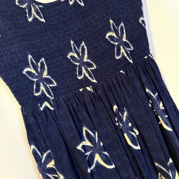 American Eagle Navy Hawaiian Floral Smocked Sleeveless Romper S Beach Coastal - Picture 4 of 4